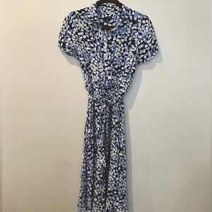 LAST CHANCE! Talbots work dress blue, navy, white splattered dots